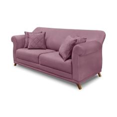 Sofá Decorativo 200cm 3 Lugares com 4 Almofadas Armstrong Veludo Uva G63 - Gran Belo