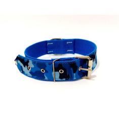Coleira cachorro xadrez nylon  cor  azul nº. 6 (40cm-54cm) - Nica pet,