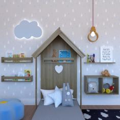 Conjunto Infantil Cama Nicho Prateleira e Revisteiros Bramov Móveis