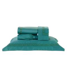 Jogo Lençol Casal Dakar 4Pçs Bordado 400 Fios 100% Algodão - Doce Lar 