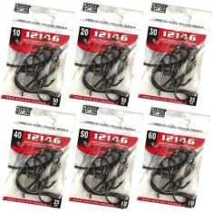 Kit Anzol Pesca Marine Sports 12146 Preto 1/0 2/0 3/0 4/0 5/0 6/0 170 