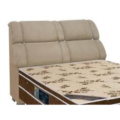 Cabeceira Cama Box Estofada King Imperador Suede Marrom Taupe - Simbal