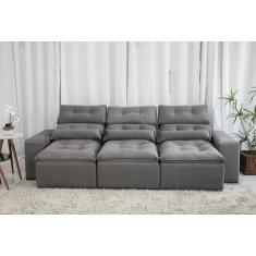Sofá Retrátil e Reclinável 2,00m/2,50m de Largura Tecido Suede Cinza -