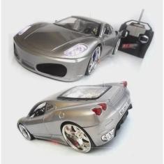 Carrinho De Controle Remoto Carro Ferrari F430 Com Led Prata - Toy Kin