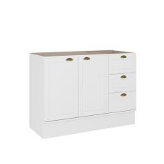 Balcão Gabinete De Pia Mdf Milla 2 Portas 3 Gavetas Branco 120cm Carraro