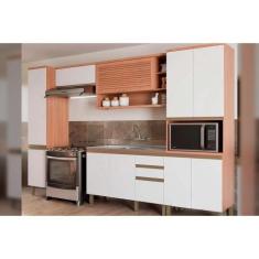 Cozinha Completa Completa Thela Macadâmia (2 Aéreos + 1 Balcão + 2 Pan