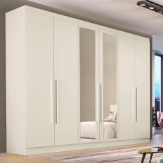 Guarda Roupa Casal Com Espelho 6 Portas 6 Gavetas Oslo-off White Made Marcs