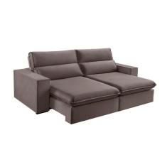 Sofá 3 Lugares Retrátil e Reclinável Free Veludo Bege Escuro 190 cm