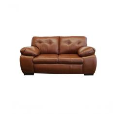 Sofá De Couro Marselha 2 Lugares Conhaque Com Brilho - Mempra