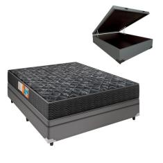 Cama Box com Baú Cinza Colchão Casal Super Firme D60 Portobel