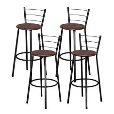 Jogo 4 Banqueta Alta Para Cozinha Ratan Preta Cristal - Lamar Design, 