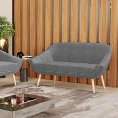 Namoradeira 02 Lugares Giovana Linho Pés Palito Natural - D'Rossi, A26