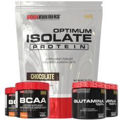 Kit Optimum Isolate Whey Protein 2kg + 2x BCAA 100g + 2x Glutamina 300g - Bodybuilders