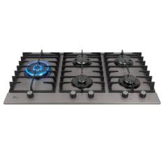 Cooktop a Gás Fischer Platinium Prime Tripla Chama 5 Bocas Inox Preto 