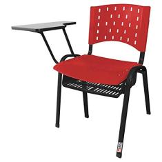 Cadeira Universitária Plástica Vermelha Com Porta Livros 10 Unidades - ULTRA Móveis