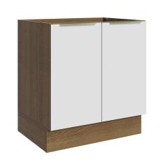 Balcão Madesa Lux 70 cm 2 Portas - Rustic/Branco Veludo (Sem Tampo)