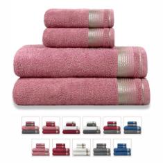 Jogo De Toalhas Gigante 4 Peças 380g/m2 100% Algodão Sublime - Rosa Crochê