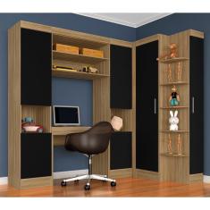 Guarda Roupa Modulado Com Penteadeira Cleo Boreal/preto - Móveis Arapongas