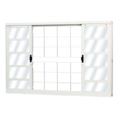 Janela de Aço de Correr 120x200cm 4 Folhas com Grade Minas Sul MGM Branco