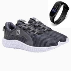 Tênis Masculino Academia Esporte Caminhada Dia a Dia Com Relógio-Masculino