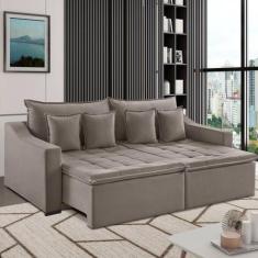 Sofá 3 Lugares 234cm Retrátil e Reclinável Amy Veludo - Estofart