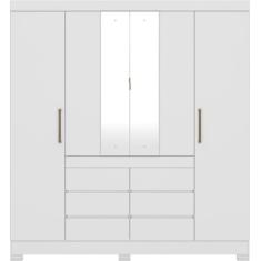 Guarda Roupa Casal 04 Portas Com Espelho 66510 Branco Demobile