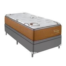 Cama Box Solteiro Cinza Colchão Molas Ensacadas Euro Pillow - Portobel