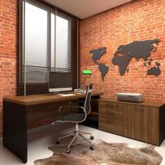 Mesa de Escritório Em L 170cm Tampo 40mm Balcão e 3 Gavetas - F5 Offic