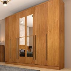 Guarda Roupa Casal 6 Portas 8 Gavetas com Espelho Portugal 270cm Espresso Móveis Cinamomo