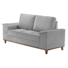Sofá Orion 2 Lugares em Veludo com Almofadas Soltas 160cm Trevo Cor Cinza