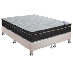 Cama Box King: Colchão Molas Ortobom Nanolastic Light Selado + Base Crc Courano Branco(186X198)
