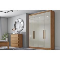 Guarda Roupa 4 Portas e 3 Gavetas Moderni/Sevilha Plus Cumaru/Fendi - 