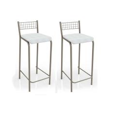 Banqueta De Cozinha Gênova 2b705nk Kit 2 Un Niquel Courano Branco