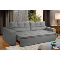 Sofá Retrátil e Reclinável 3 lugares com Molas 2,00m Vegas Suede Cinza Adonai Estofados