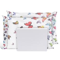 Jogo De Lençol Casal Queen 3 Pçs 200 Fios Borboletas Branco - Casa Hom