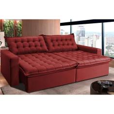 Sofá Retrátil Reclinável E Cama 2,95m Cama Inbox Flex Suede Velusoft Vermelho