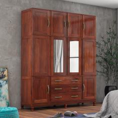 Guarda Roupa Casal Com Espelho E Pés 10 Portas 3 Gavetas Paris Lanes Móveis Mogano