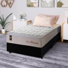 Conjunto Cama Box c/Molas Ensacadas Roma Bege Solteiro 96x203x71