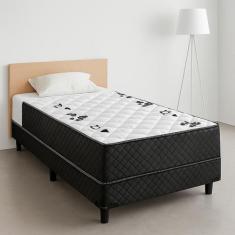 Cama Box Solteiro Conjugada Unyco D28 Ortopédico Floral e Preta - FÁBR