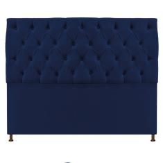 Cabeceira Sofia 195 Cm King Size Suede Azul Marinho