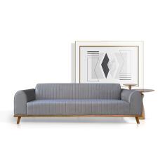 Sofá Living átila 2,30m 4 Lugares Em Veludo Chumbo