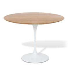 Mesa De Jantar Tulipa Saarinen Redonda 90 Cm Freijó Branco
