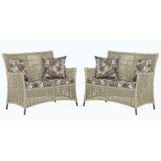 2 Sofás Área Externa Igapó Alumínio Pintura Marrom Corda Náutica Estof