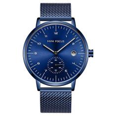 Relógio De Quartzo Luxo MINIFOCUS MF 0303 À Prova D' Água Pulseira De Aço Inoxidável (Azul)