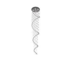 LUSTRE DE CRISTAL ESPIRAL COM 2 METROS DE ALTURA,BASE DE INOX ESPELHADO COM 30 CM DE DIÂMETROS