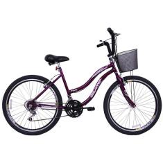 Bicicleta Feminina Aro 26 com 18 marchas Beach - Violeta
