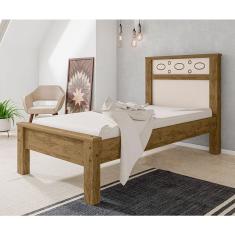 Cama Solteiro Em Mdf Las Vegas - Canela/Off White - Cor: Marrom