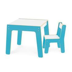 Conjunto Mesa E Cadeira Infantil - Azul - Junges