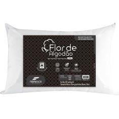 Travesseiro toque de pluma flor de algodão fibra lavável em máquina com íons de prata anti ácaro – Fibrasca – para fronhas 50x70 cm, BRANCO