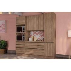 Cozinha Completa Maxxi 4 Peças (1 Armário + 1 Balcão + 1 Paneleiro + 1 Torre Quente) C4P118 Nogal - Kappesberg